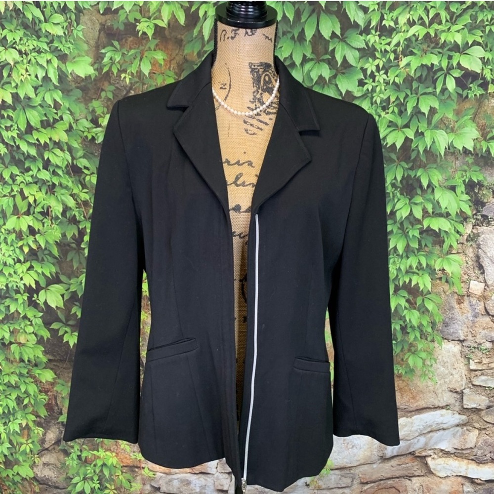 HENRI BENDEL Wool Gaberdine Zip-Front Jacket, L